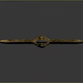 Decorative Sword With Golden Wing Shaped Hilt Red Gemstone And Blue Blade