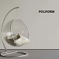 POLIFORM Transparent Spherical Hanging Chair With Metal Frame And Zigzag Cushion