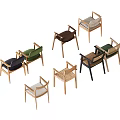 Designer Single Chairs With Various Colors Wooden Frames And Fabric Seats
