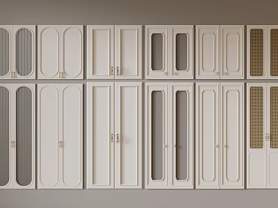 Modern White Cabinet Doors With Different Designs In Neat Interior Arrangement 3d model