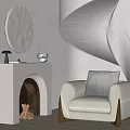 Modern Single Sofa Single Sofa Fireplace Rotating Stairs Lamb Fleece 3d model