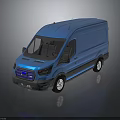 Blue Cargo Van With Modern Exterior Design And Front Grille Details