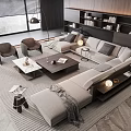 Modern Sectional Sofa And Coffee Table Set With Area Rug Bookshelf And Floor Lamp