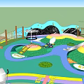 Colorful Children's Play Area With Rainbow Slide Star Patterns And Fruit Shaped Decorations