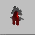 Cute Cartoon Character With Cloud Shaped Head And Red Body White Cloud Details