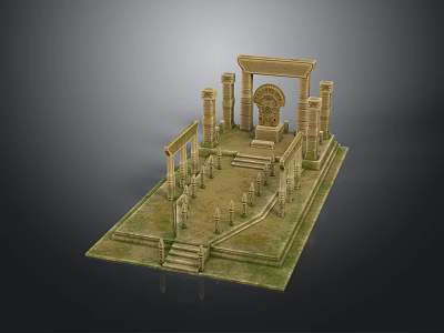 Detailed Ancient Architecture Scene Model Featuring Columns Steps Archway And Platform 3d model