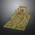 Detailed Ancient Architecture Scene Model Featuring Columns Steps Archway And Platform