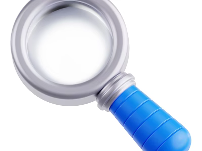 Decorative Ornament Set with Magnifying Glass Silver Frame and Blue Handle for Tabletop Decor 3d model