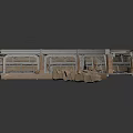 Industrial Sci Fi Interior With Curved Metal Tracks And Metal Frames
