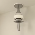 Modern Silver Ceiling Light with White Lampshade and Layered Metal Design