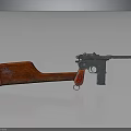 Vintage Gun With Red Wooden Stock And Silver Metal Body Design