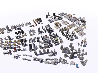 Diverse City Building Complex Models Collection Showcasing Various Architectural Styles 3d model