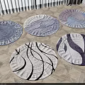 Round Rugs With Various Abstract Patterns And Neutral Tones For Home Interior Decor 3d model