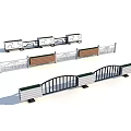 Various Garden Ornaments Featuring Decorative Railings Wooden Benches and Small Metal Bridges