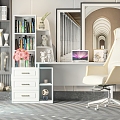 Study Desk Chair Bookcase 3d model