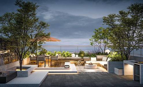 Modern Roof Garden 3d model