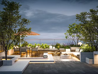 Modern Roof Garden 3d model