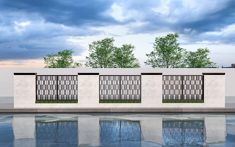 Modern wall landscape wall neighborhood wall landscape wall wrought iron wall 3d model