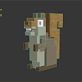 Cute Pixel Art Squirrel Character 3D Model With Friendly Expression Standing Pose 3d model