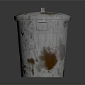 Transparent Plastic Trash Can With Lid And Garbage Inside On Reflective Surface