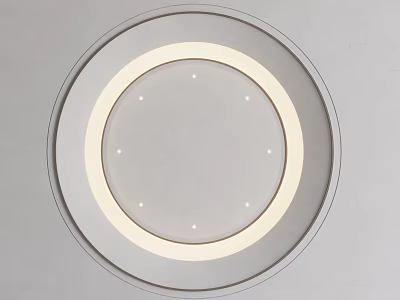 Modern Circular Ceiling Design With LED Ring And Small Spotlights 3d model