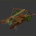 Ancient Wooden Mechanical Weapon Featuring Wheels Bowstring and Classic Design 3d model