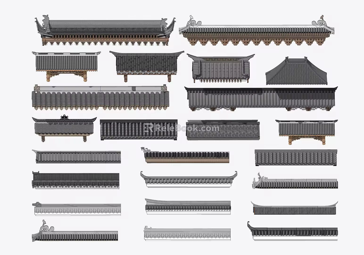 Chinese-style eaves line 3d model