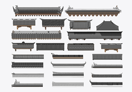 Chinese-style eaves line 3d model