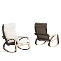 Modern Rocking Chairs With White And Dark Brown Upholstery And Curved Wooden Frames