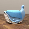 Whale Shaped Kids Chair With Blue Cushion And White Body Design