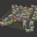 Detailed Miniature City Model With Residential Buildings And Urban Layout Design