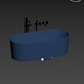 Modern Blue Oval Bathtub With Faucet Taps and Color Options