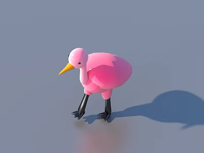 Pink Flamingo Stuffed Doll With Yellow Beak And Black Legs 3d model