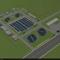 Industrial Plant Layout With Circular Tanks Rectangular Buildings Road And Green Area
