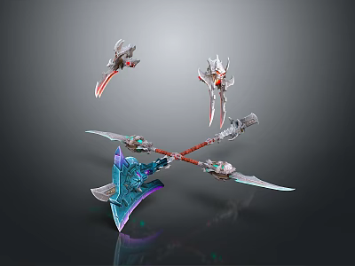 Fantasy Weapons Collection Featuring Sharp Blades Glowing Details And Metallic Accents 3d model