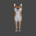 Realistic 3D Model Of Shiba Inu Dog With Brown White Coat Standing