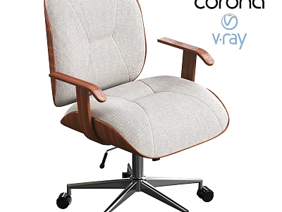 Modern Office Desk And Chair Set With Fabric Upholstery And Wooden Armrests 3d model
