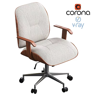 Modern Office Desk And Chair Set With Fabric Upholstery And Wooden Armrests 3d model