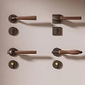 Modern Luxury Wooden Lever Door Handles With Black Base On Light Wall