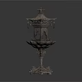 Chinese Bronze Lanterns With Multi Tiered Pagoda Structure And Carved Base Tassels