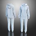 White Hoodie And Pants Two Piece Tracksuit Front And Back View