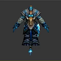 Detailed Fantasy Warrior Character In Blue Glowing Armor With Fur Trim
