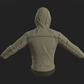 Beige Hooded Jacket With Zipper Closure And Side Pockets For Casual Wear
