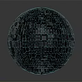 Futuristic Digital Art Sphere With Grid Like Line Structure And Blue Tone Reflection