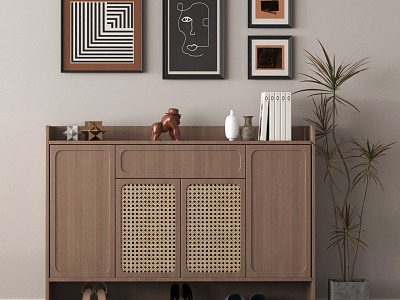 Modern Entrance Shoe Cabinet Wood Low Cabinet model