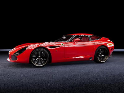 Red Luxury Sports Car With Sleek Aerodynamic Design On Black Background 3d model