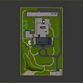 Aerial View Of Contemporary Building With Green Lawn Curved Driveway And Gardens