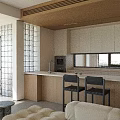 Modern Living Dining Room Interior With Wooden TV Wall Plush Sofa And Coffee Table