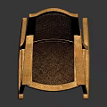 Wooden Rocking Chair With Woven Rattan Back Seat And Armrests Design