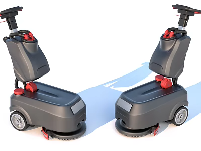 Daily Use Cleaning Appliances With Gray Bodies And Red Parts 3d model
